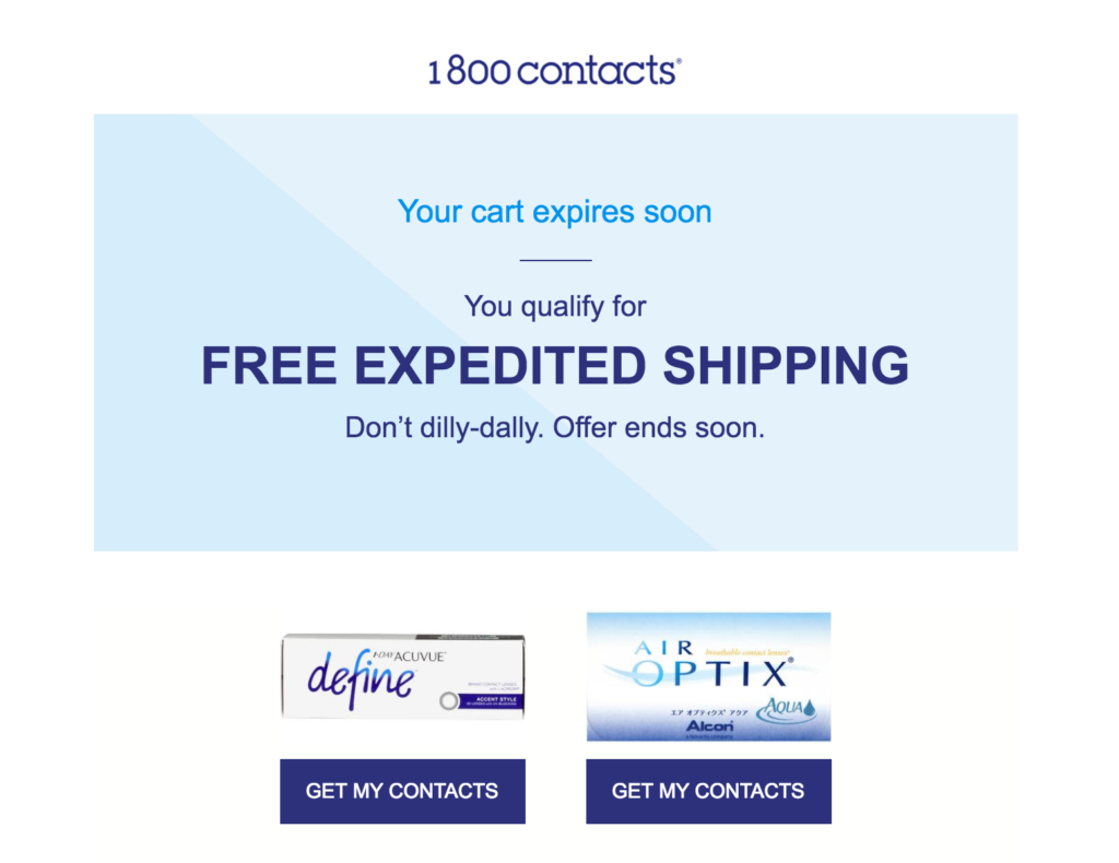 1800 Contacts Shopping Cart
