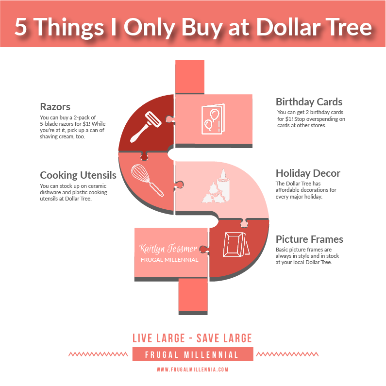 www.frugalmillennia.com 5 Dollar Tree Finds Infographic